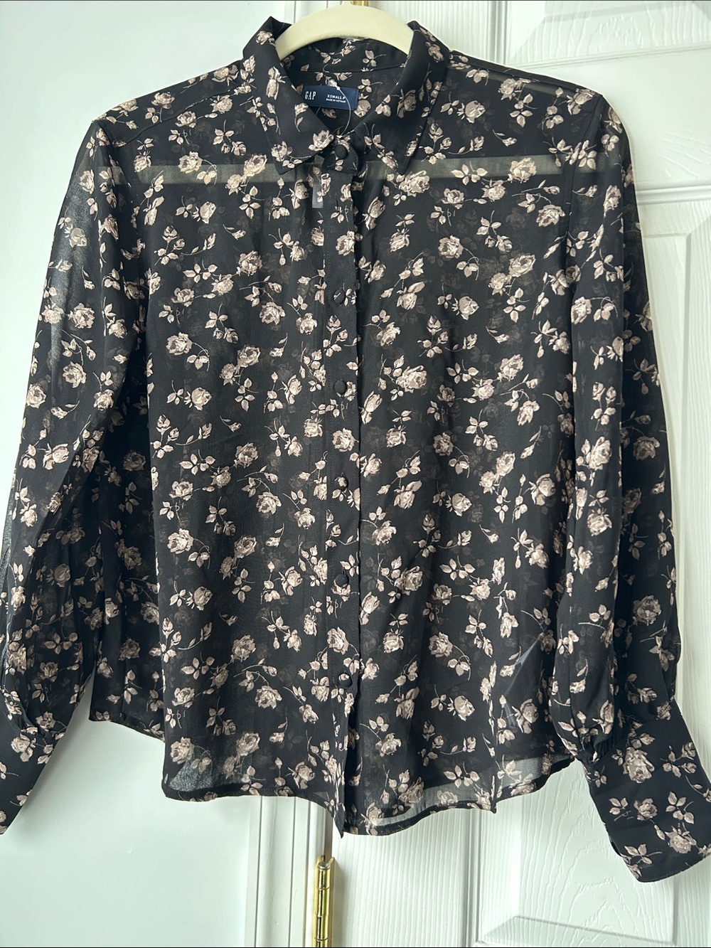 GAP Black Floral Button-Down Shirt
